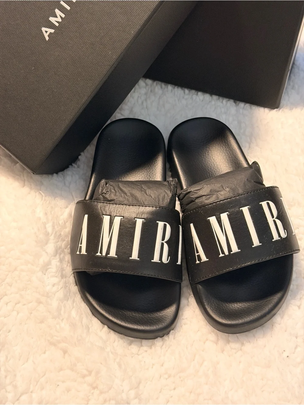 AMIRI Kids Logo Slides Sandals Black Size EU 31 US 13 w/ Box Authentic